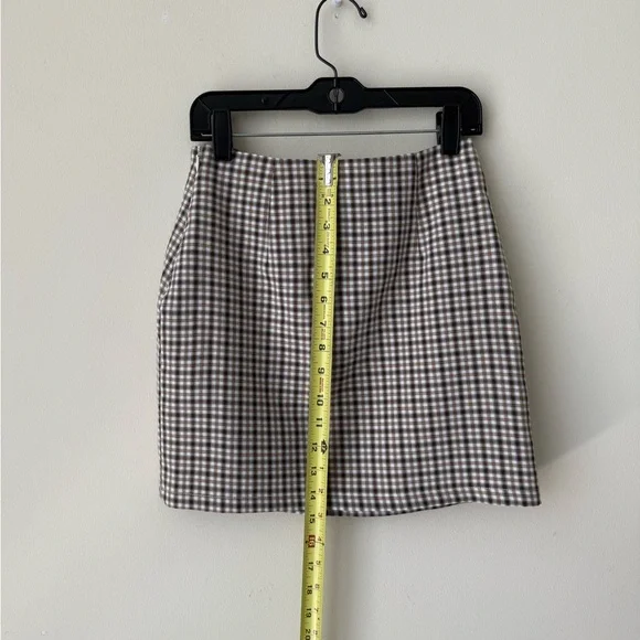 Cotton Candy LA Brown & White Gingham Mini Skirt - Picture 3 of 5
